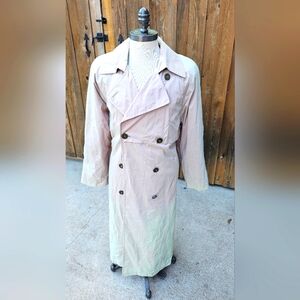 Vintage 80s London Fog Double Breasted Belted British Khaki Plaid Trench Coat